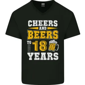 18th Birthday 18 Year Old Funny Alcohol Mens V-Neck Cotton T-Shirt