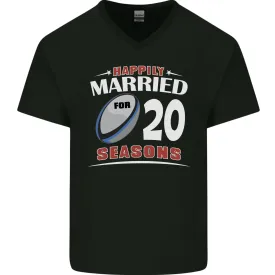 20 Year Wedding Anniversary 20th Rugby Mens V-Neck Cotton T-Shirt