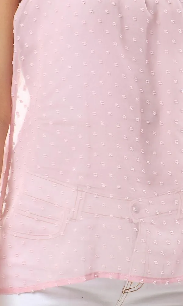 94315 Feminine Stitched Cheer Sleeveless Rose Top