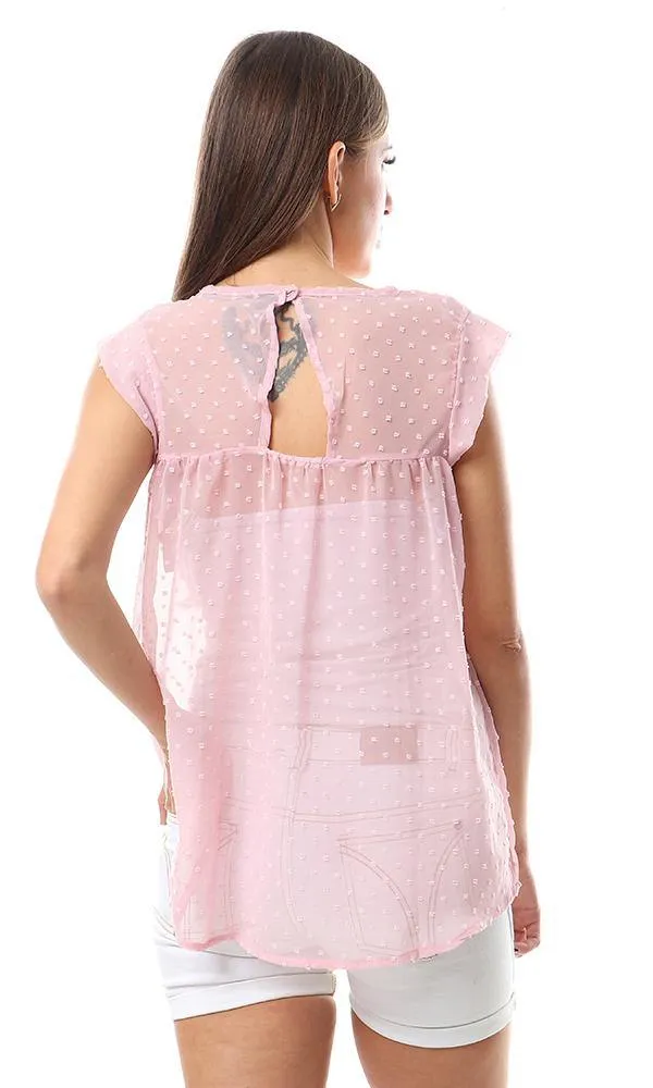 94315 Feminine Stitched Cheer Sleeveless Rose Top