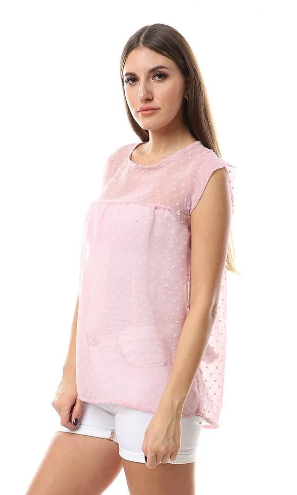 94315 Feminine Stitched Cheer Sleeveless Rose Top