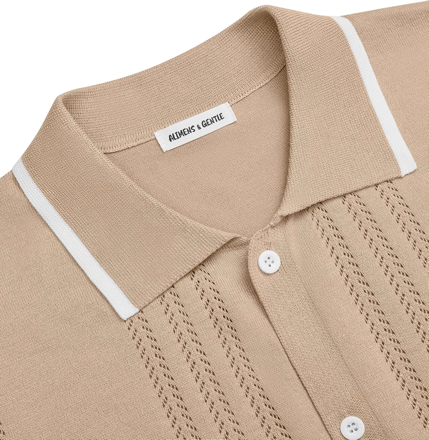 Alimens & Gentle Mens Shirts Casual Button Down Shirts Beach Vintage Knit Short Sleeve Polo Shirt for Men