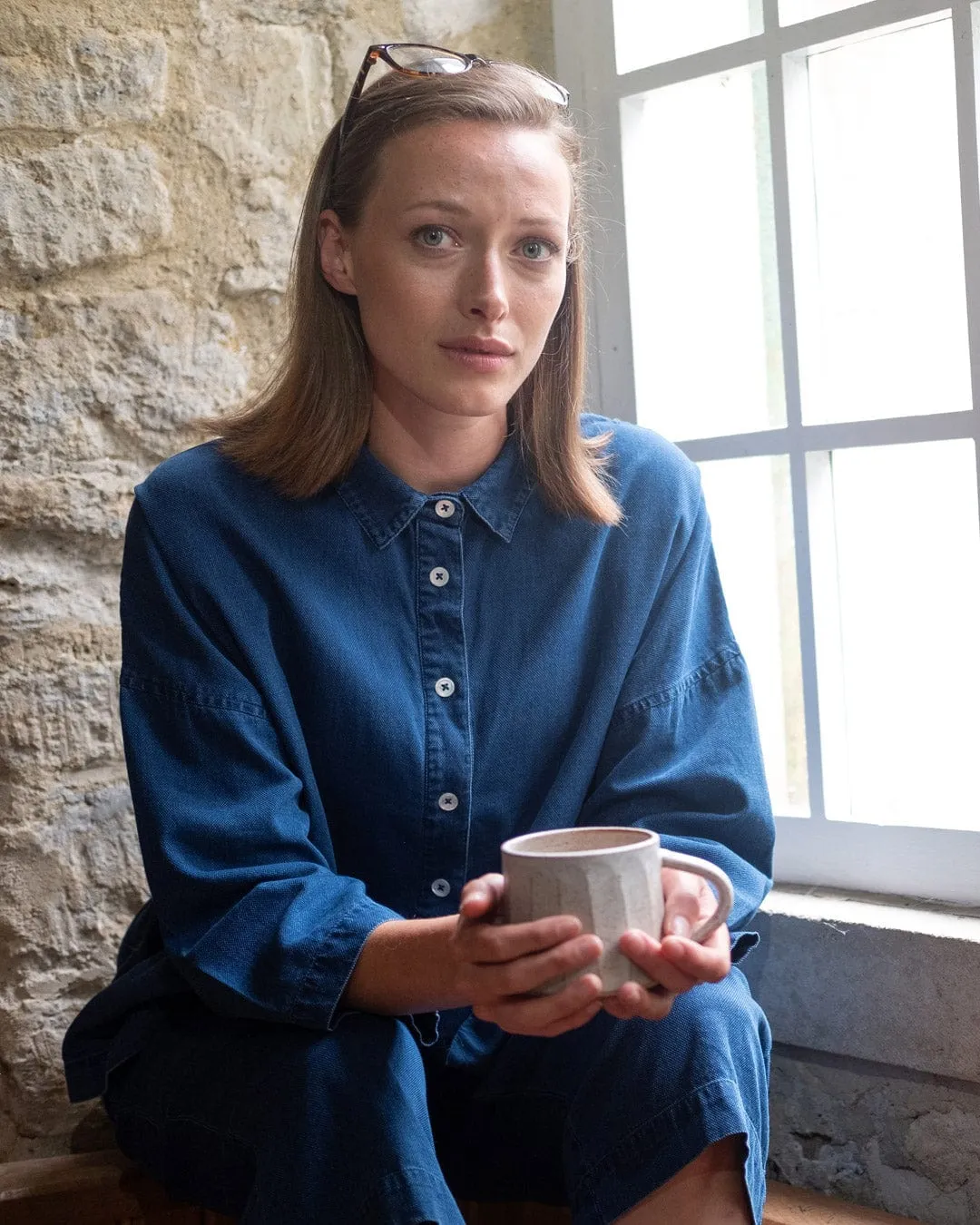 Anya Cotton Relaxed Blouse | Denim