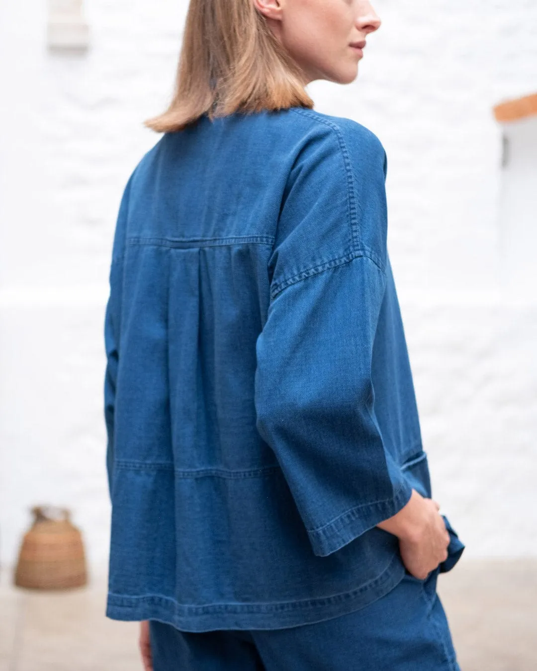 Anya Cotton Relaxed Blouse | Denim