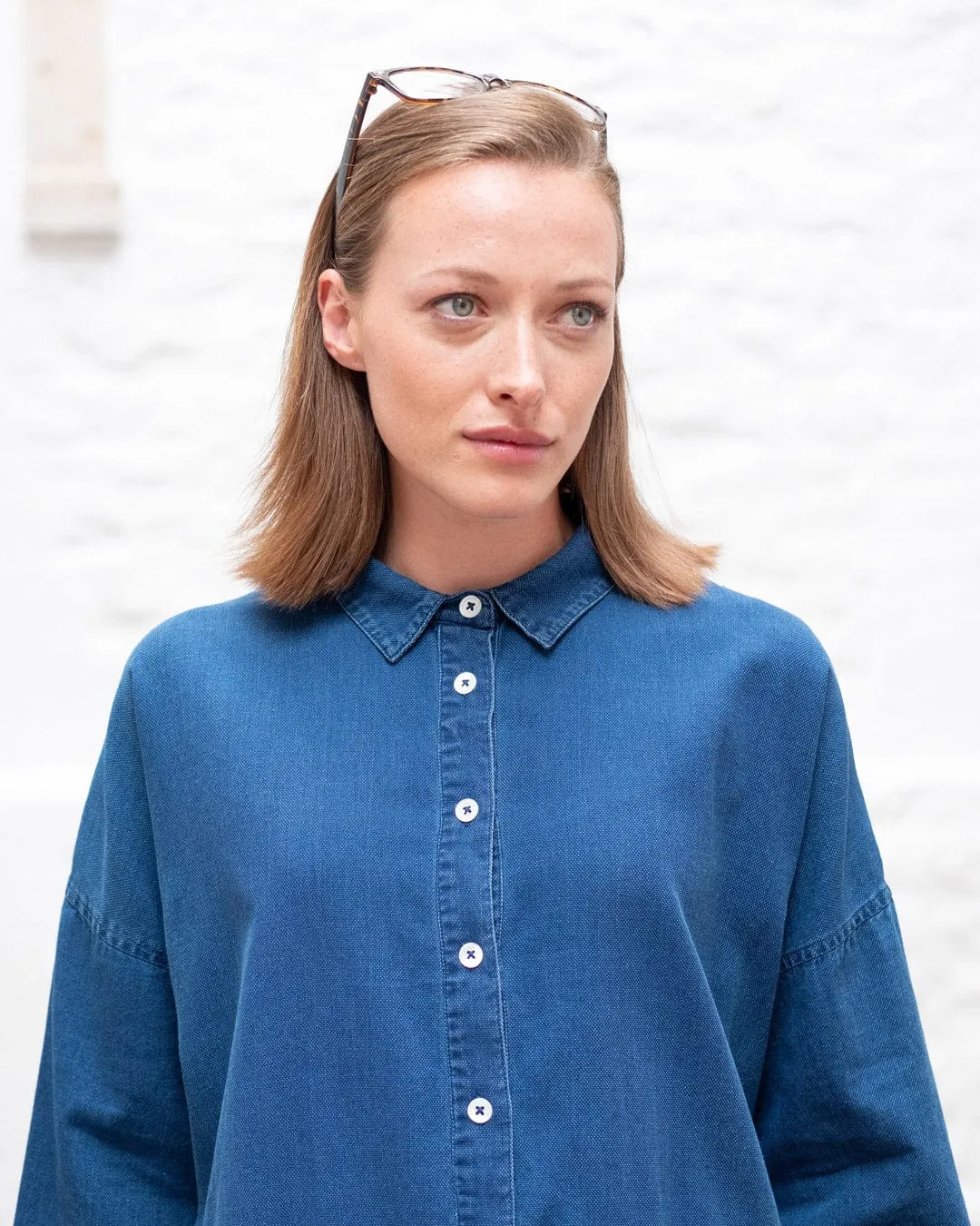 Anya Cotton Relaxed Blouse | Denim