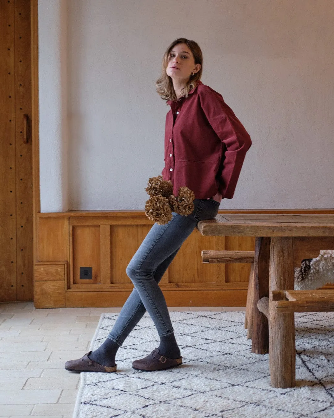 Anya Relaxed Cotton Corduroy Blouse | Red