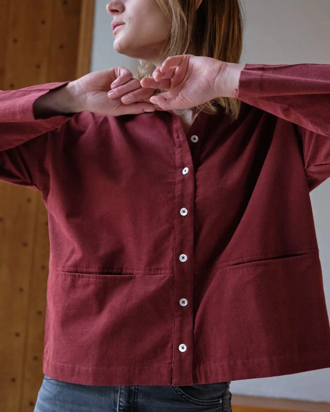 Anya Relaxed Cotton Corduroy Blouse | Red