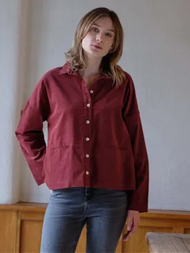 Anya Relaxed Cotton Corduroy Blouse | Red
