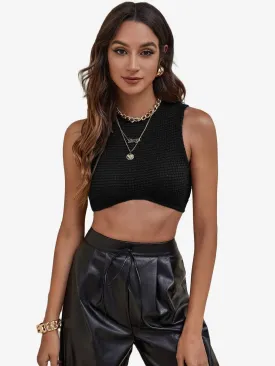 Appealing Waffle Knit Crop Tank Top