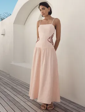 Arabelle Applique Linen Midi Dress