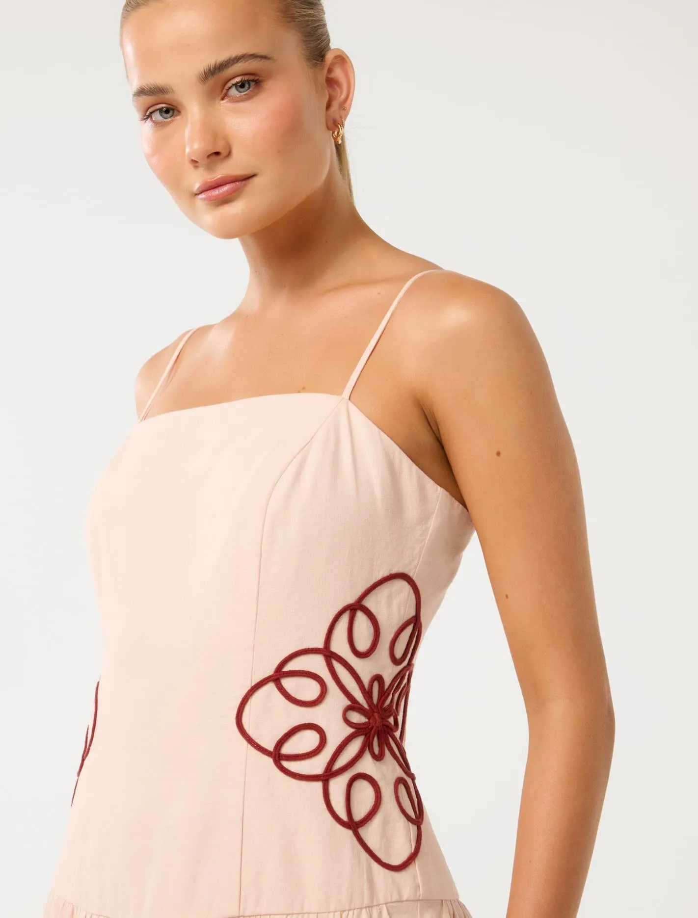 Arabelle Applique Linen Midi Dress