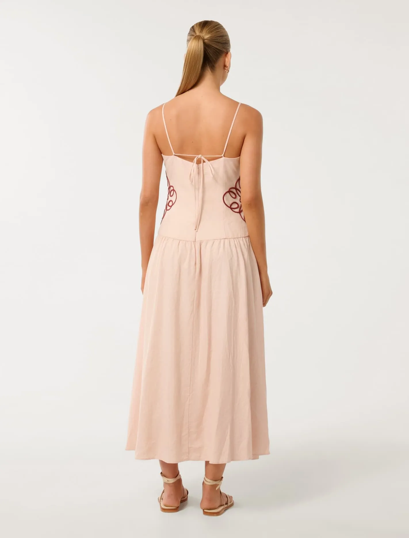 Arabelle Applique Linen Midi Dress