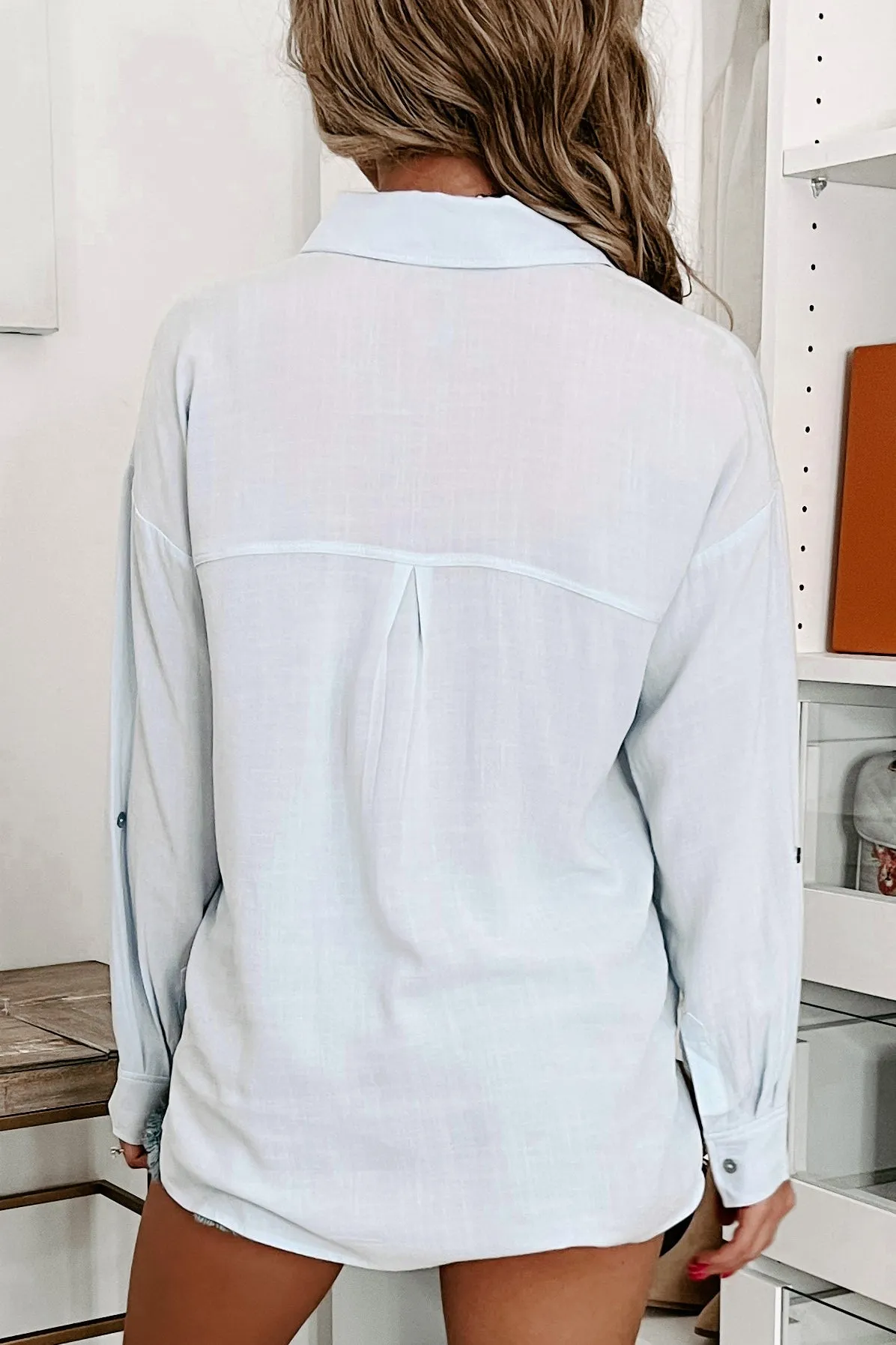 Carefree & Confident Linen Button-Down Shirt (Pale Periwinkle)