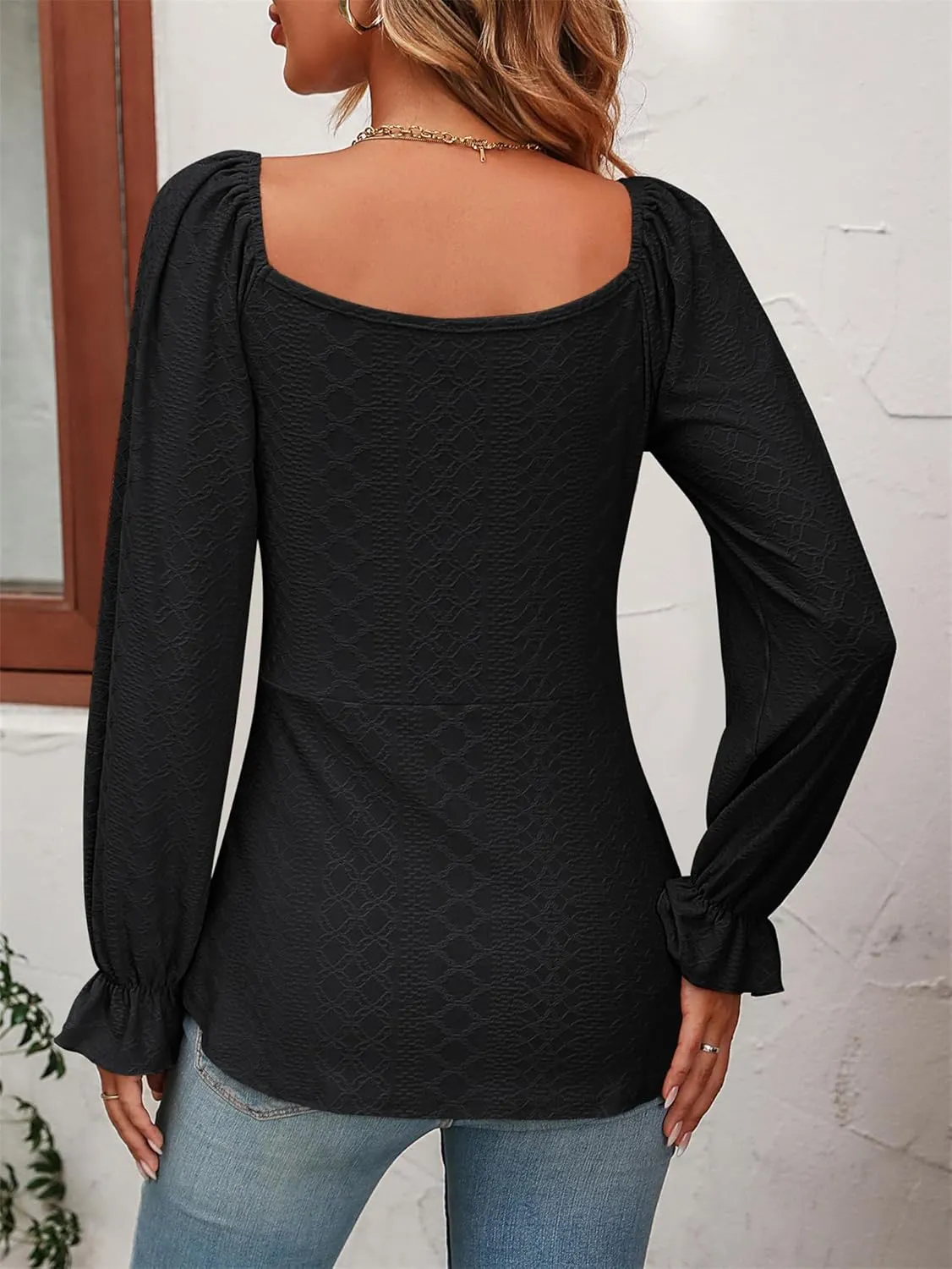 CASURESS Women's Tunic Tops for Leggings Long Sleeve Tie Front Casual Fall Blouses