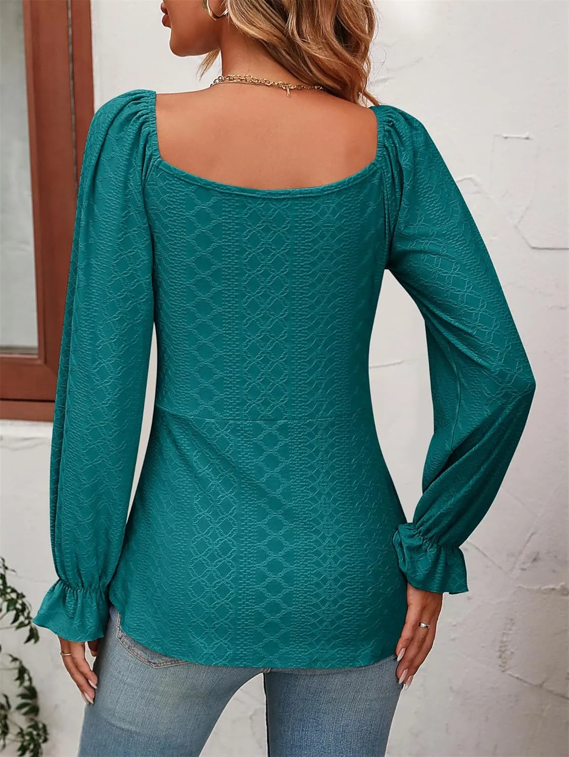 CASURESS Women's Tunic Tops for Leggings Long Sleeve Tie Front Casual Fall Blouses