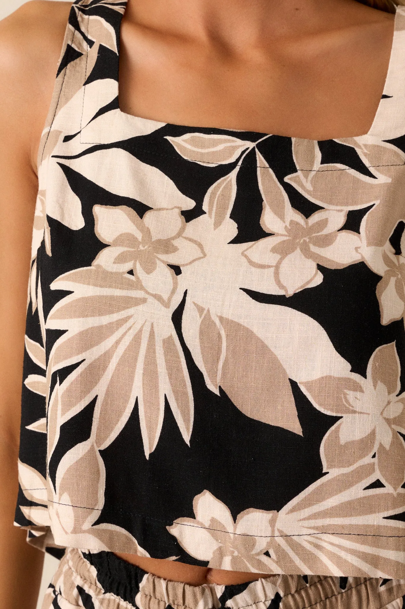 Closer Than Ever Taupe Floral Crop Top