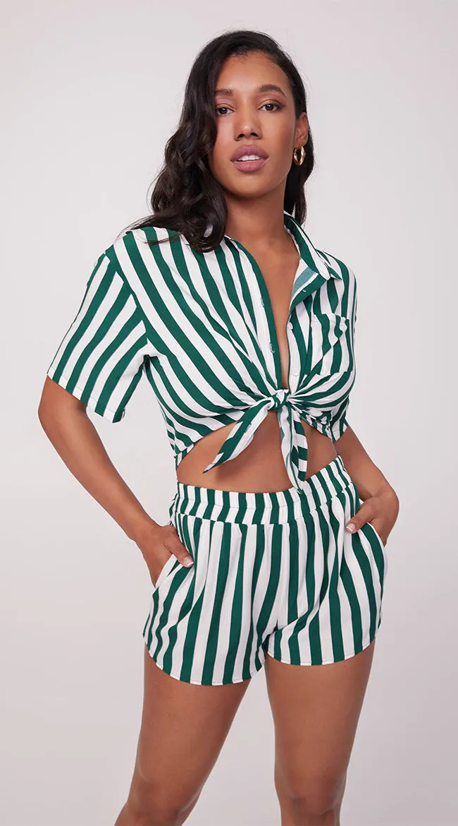 Coastal Vibes Striped Top and Shorts Set