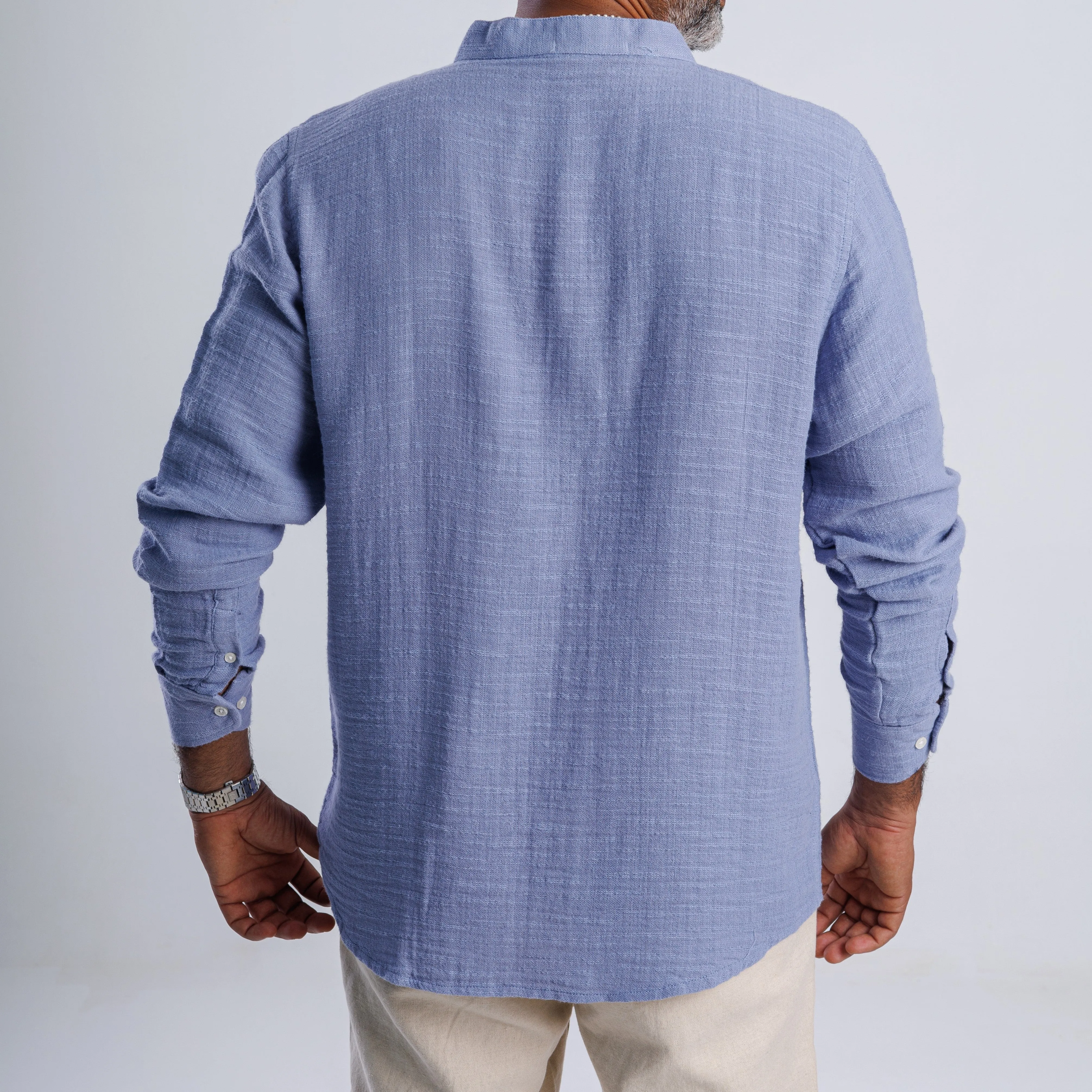 Collarless Linen Shirt