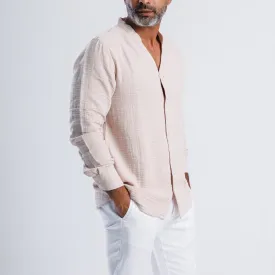 Collarless Linen Shirt
