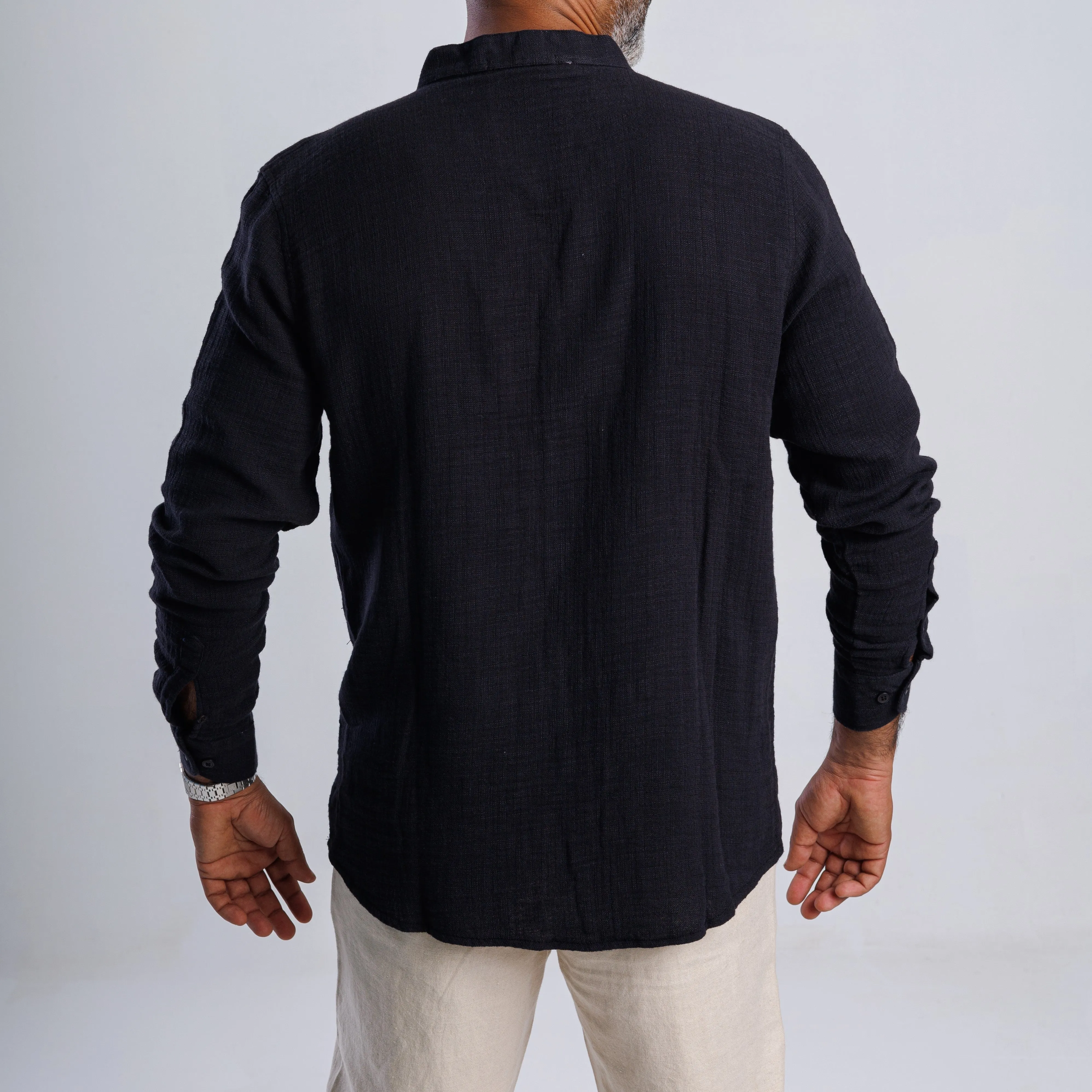 Collarless Linen Shirt