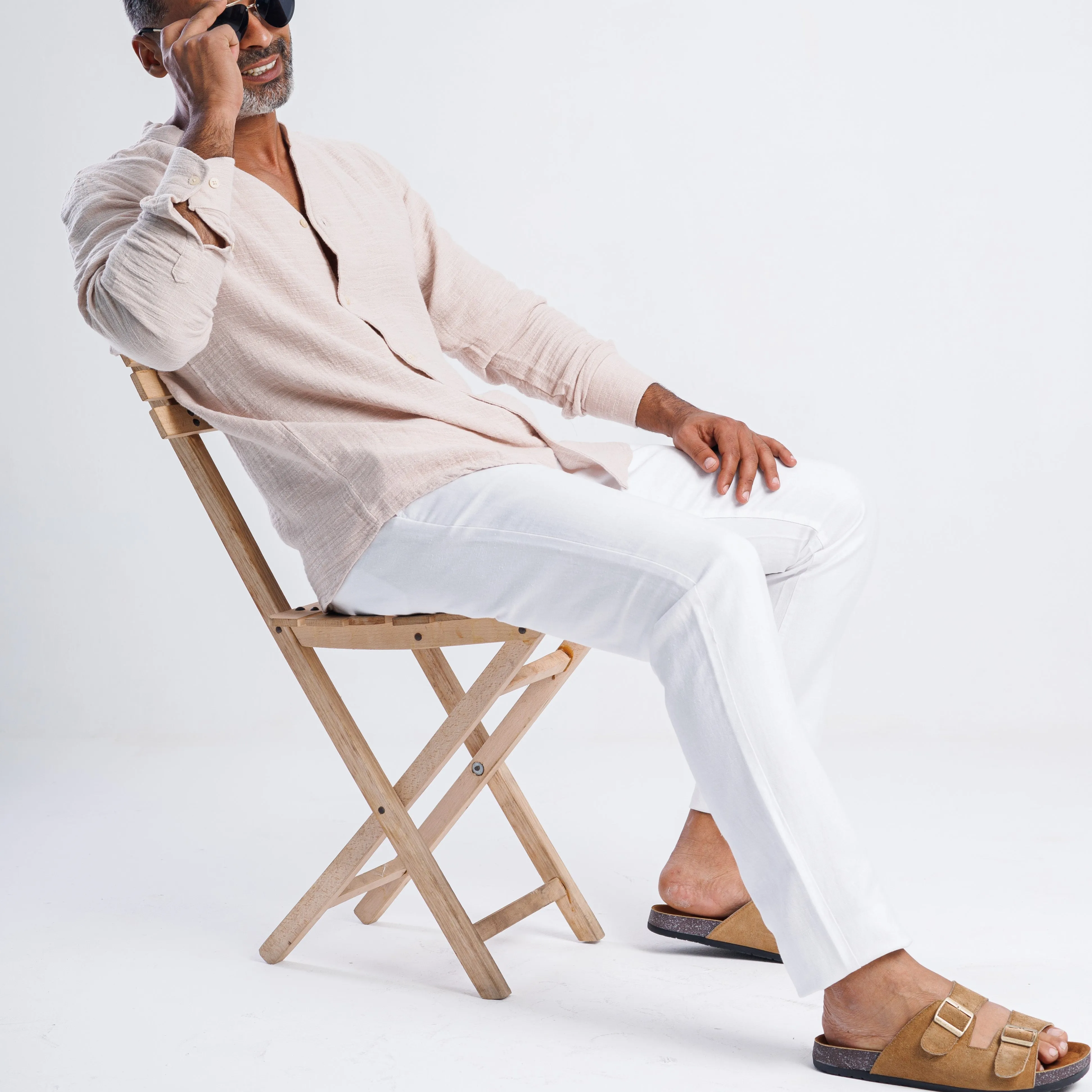 Collarless Linen Shirt