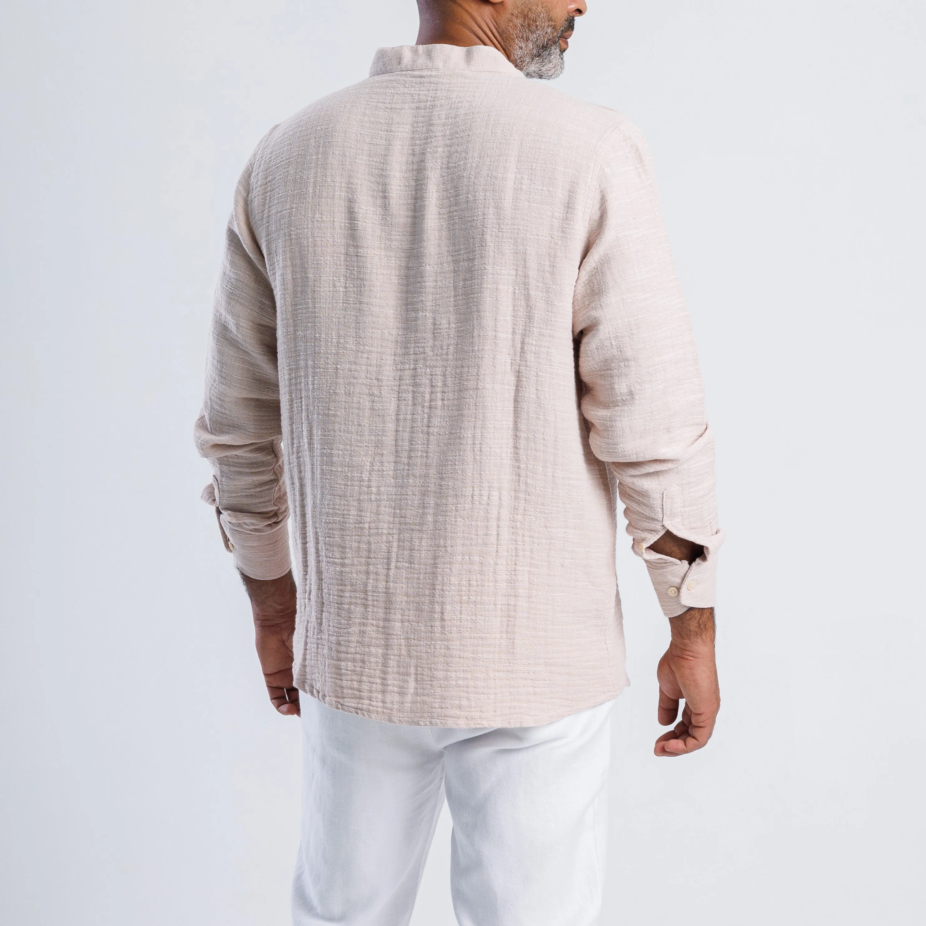Collarless Linen Shirt