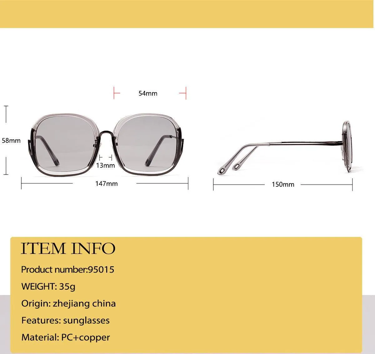 Colorful Fashionable Large Half-Frame Sunglasses – UV400 Protection