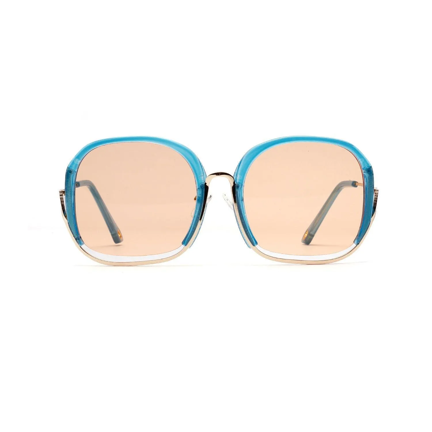 Colorful Fashionable Large Half-Frame Sunglasses – UV400 Protection