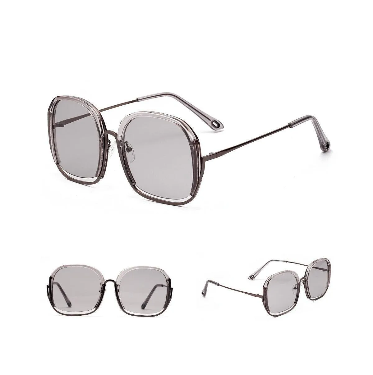 Colorful Fashionable Large Half-Frame Sunglasses – UV400 Protection