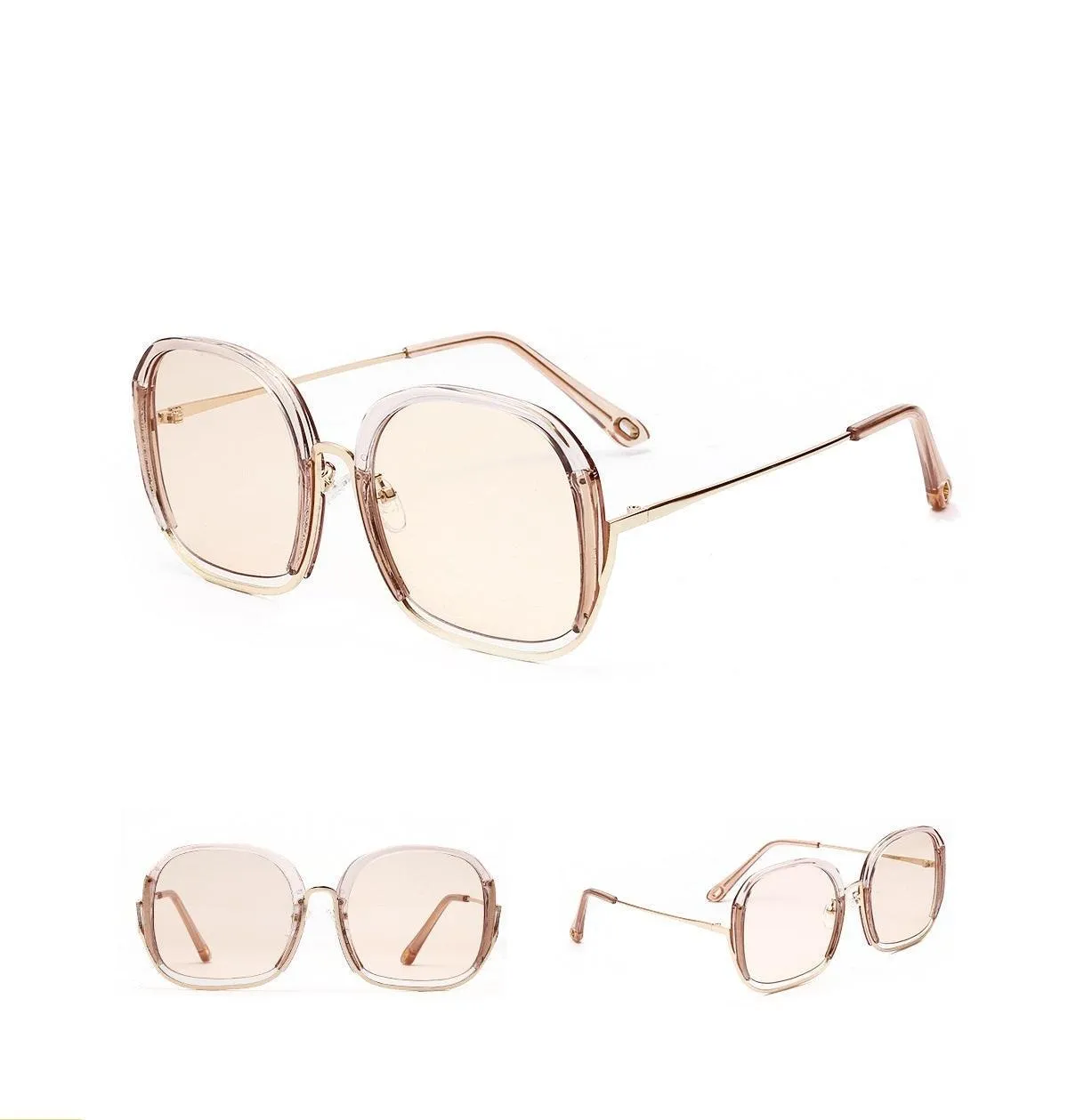 Colorful Fashionable Large Half-Frame Sunglasses – UV400 Protection