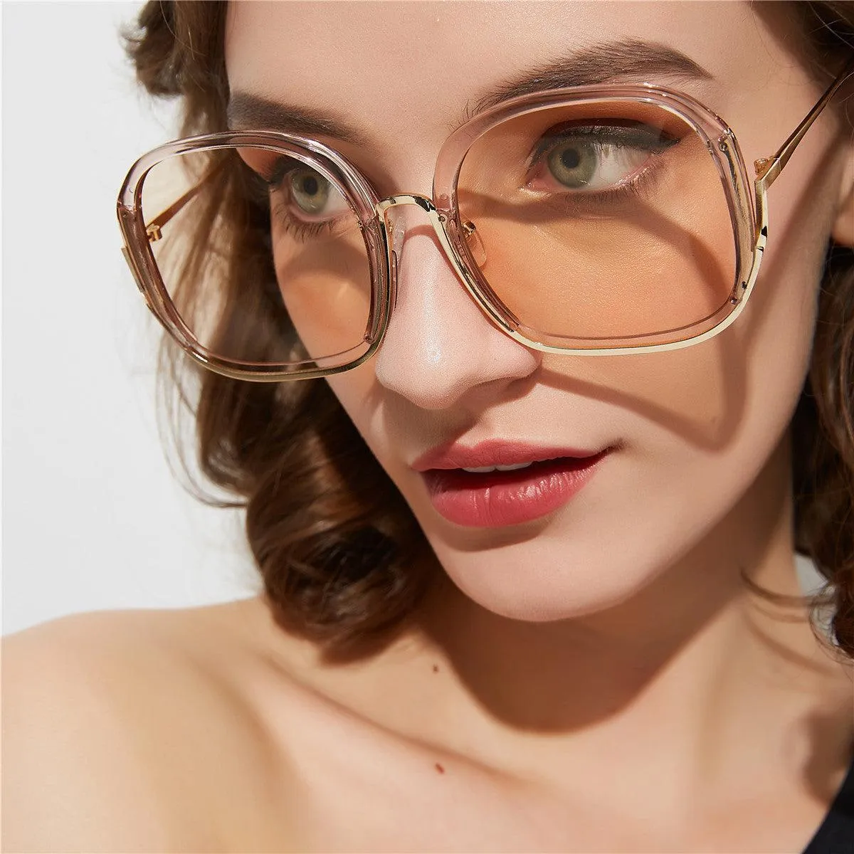 Colorful Fashionable Large Half-Frame Sunglasses – UV400 Protection