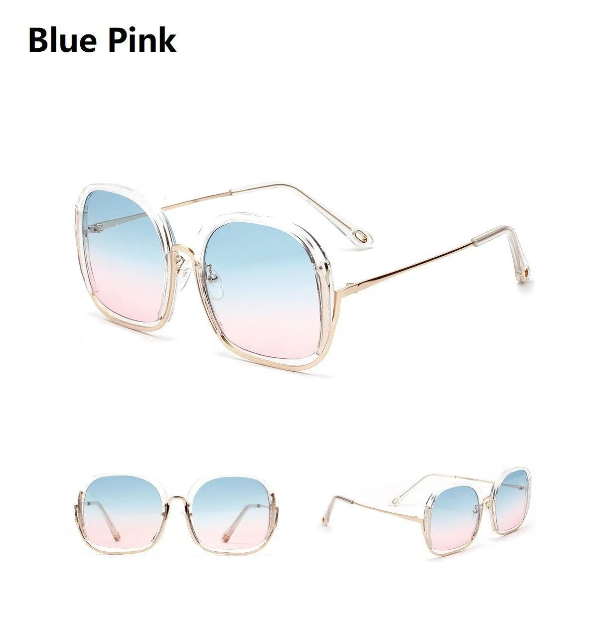 Colorful Fashionable Large Half-Frame Sunglasses – UV400 Protection
