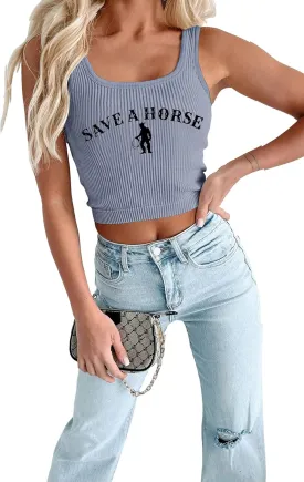 Country Concert Outfits for Women Cowgirl Tank Tops Western Cowboy Crop Tops Summer Cami Sleeveless Shirt