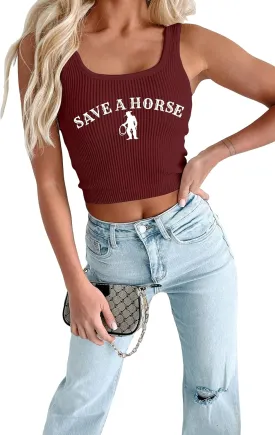 Country Concert Outfits for Women Cowgirl Tank Tops Western Cowboy Crop Tops Summer Cami Sleeveless Shirt
