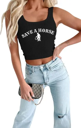 Country Concert Outfits for Women Cowgirl Tank Tops Western Cowboy Crop Tops Summer Cami Sleeveless Shirt