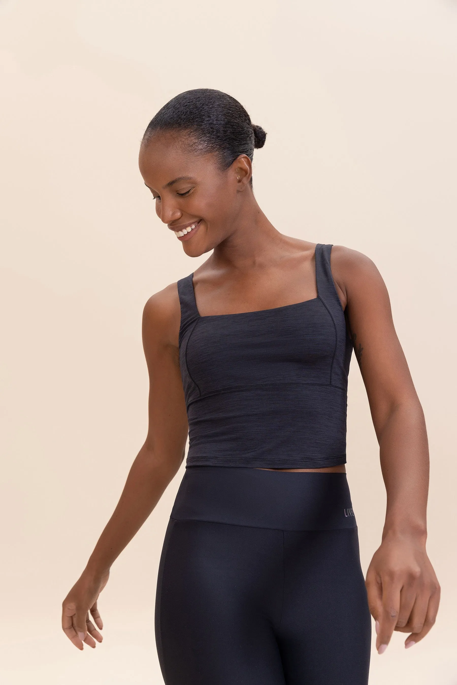 Crop Cross Melange Tank Top