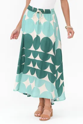 Domino Aqua Spot Linen Blend Skirt