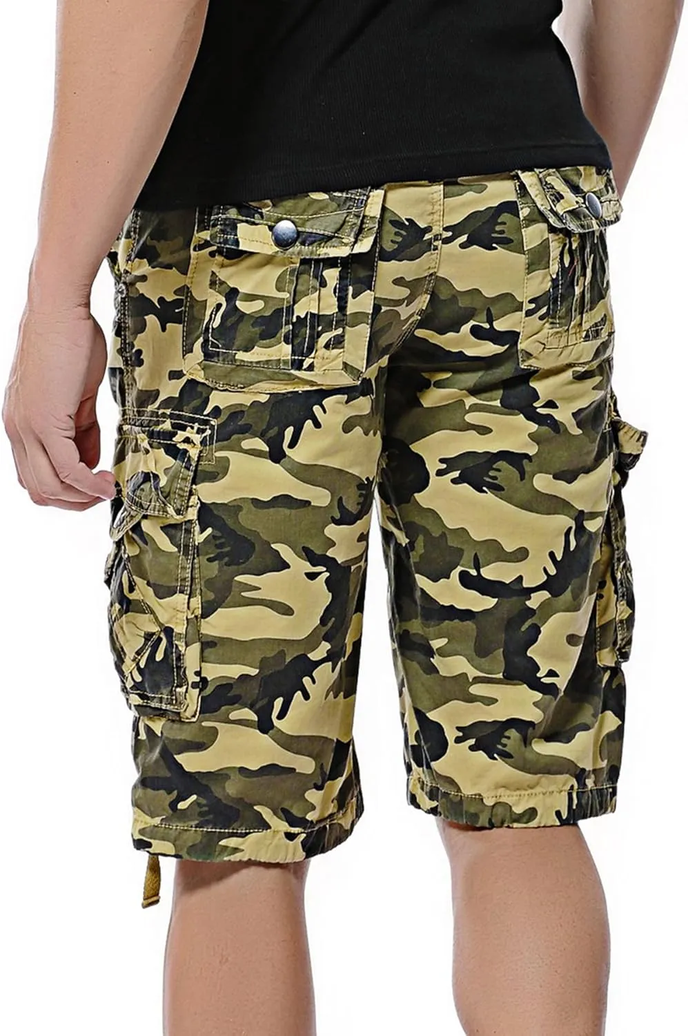 DONGD Mens Camo Cargo Shorts Relaxed Fit Outdoor Cotton Twill Cargo Shorts
