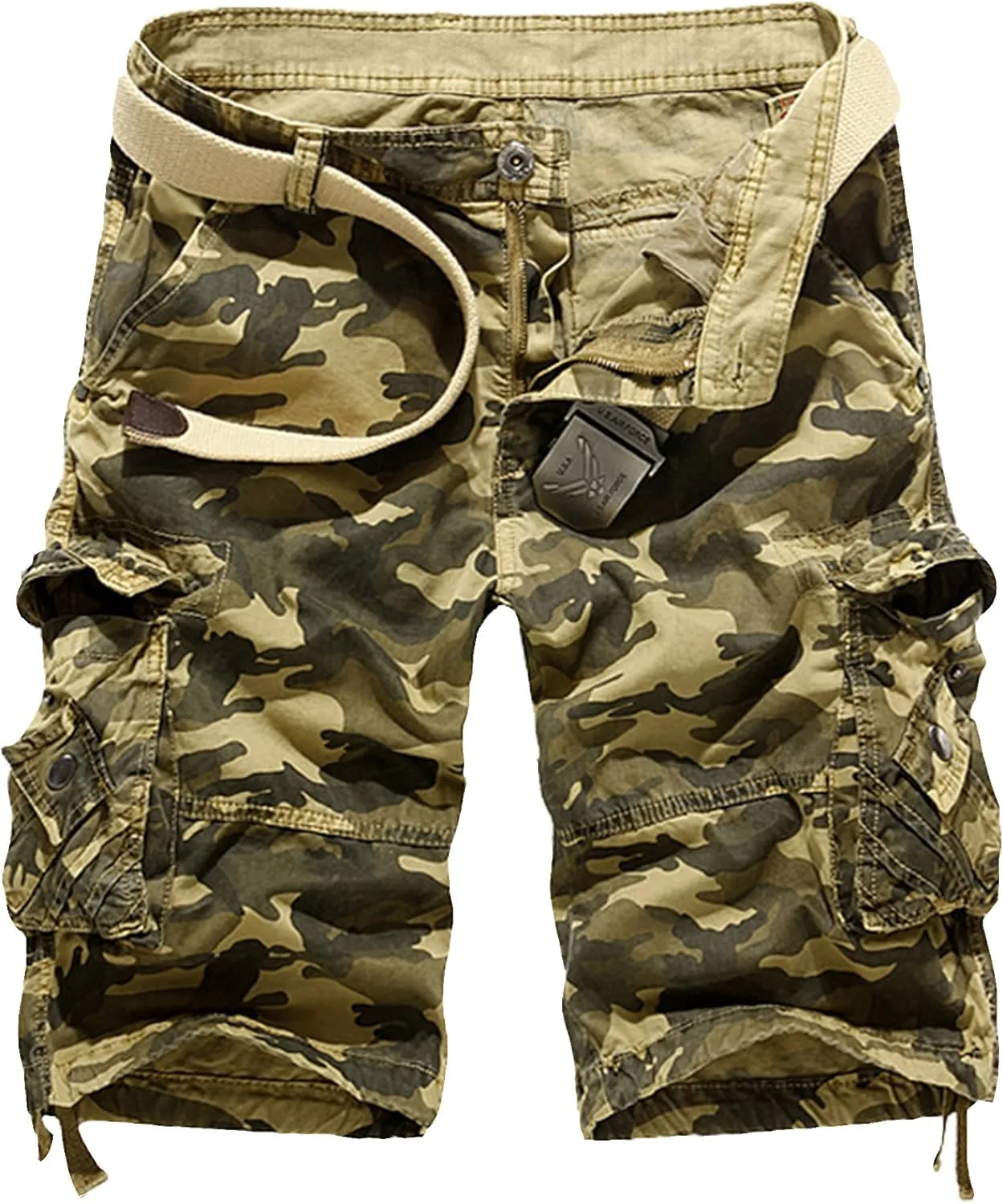 DONGD Mens Camo Cargo Shorts Relaxed Fit Outdoor Cotton Twill Cargo Shorts