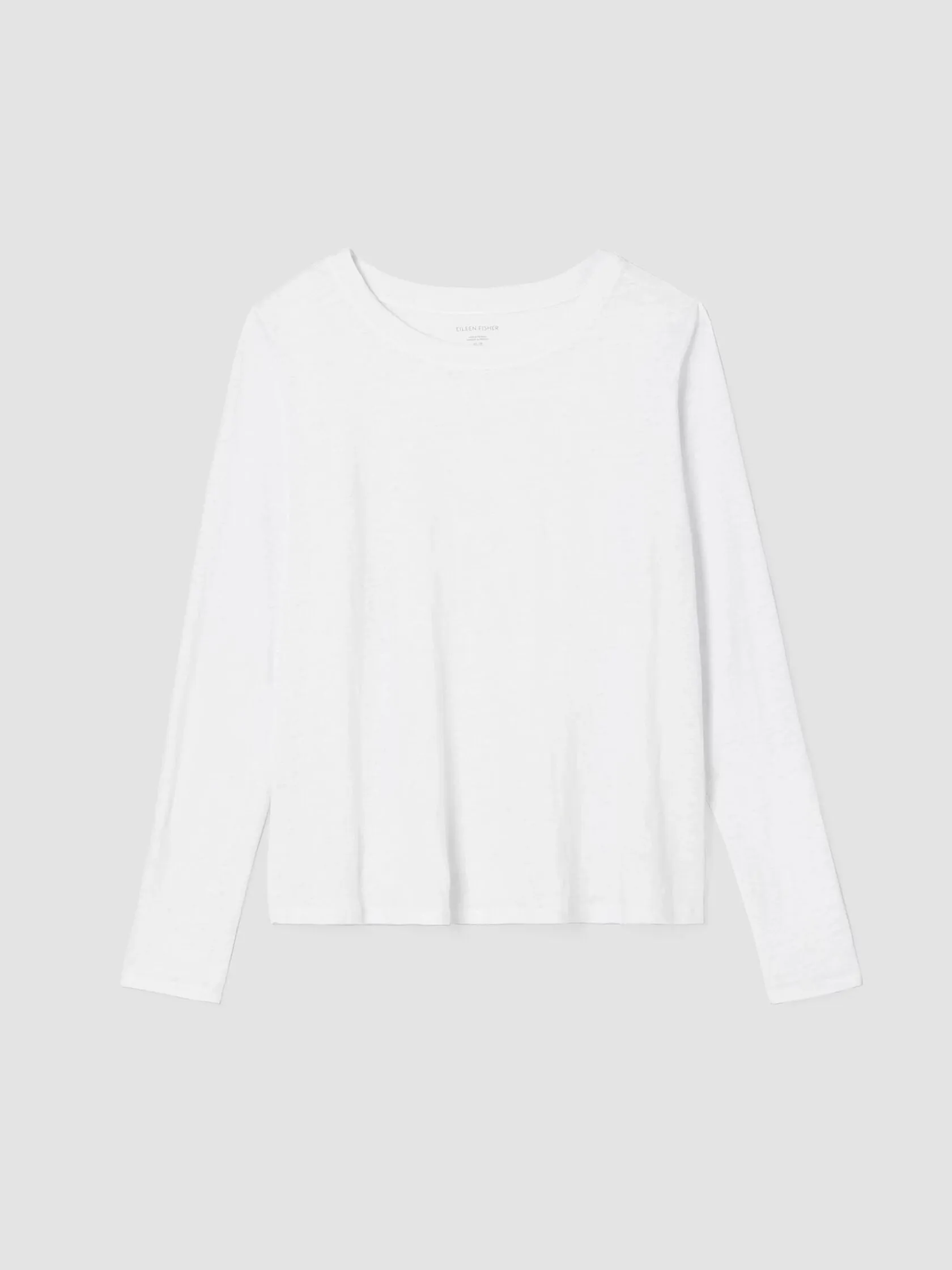 Eileen Fisher Linen Jersey Long Sleeve Crewneck T-shirt in White