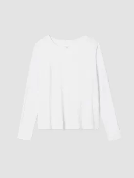 Eileen Fisher Linen Jersey Long Sleeve Crewneck T-shirt in White
