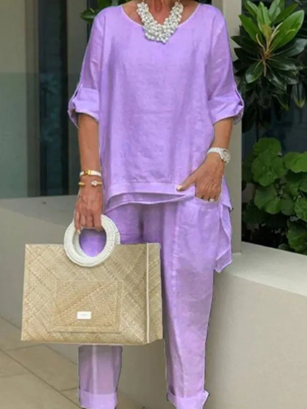 Elegant Ladies Big Pocket Comfortable Two Piece Set
