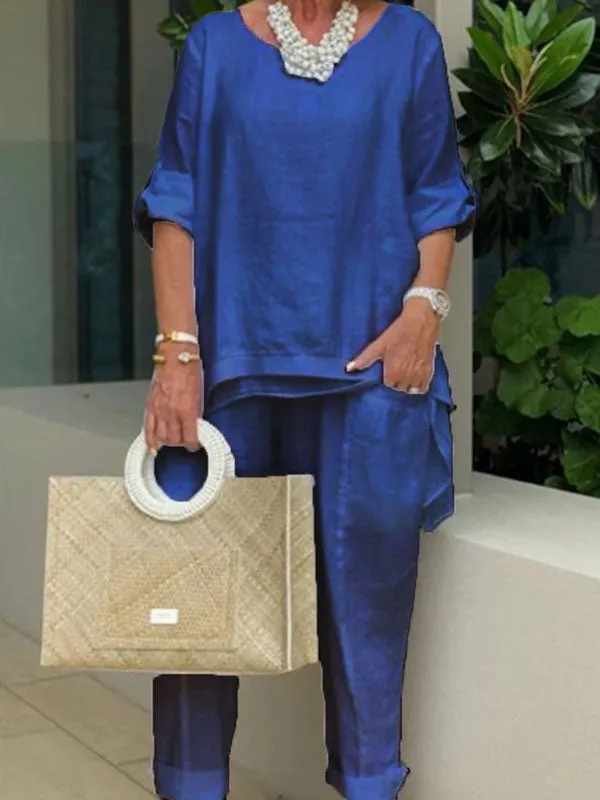 Elegant Ladies Big Pocket Comfortable Two Piece Set