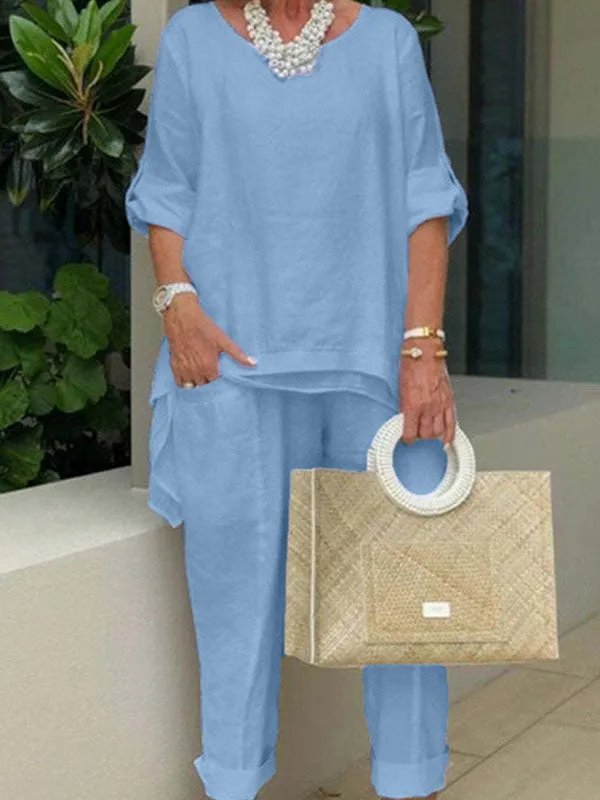 Elegant Ladies Big Pocket Comfortable Two Piece Set