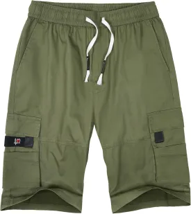 ELETOP Men's Cargo Shorts Elastic Waistband Drawstring Big and Tall Cotton Summer Casual Work Shorts