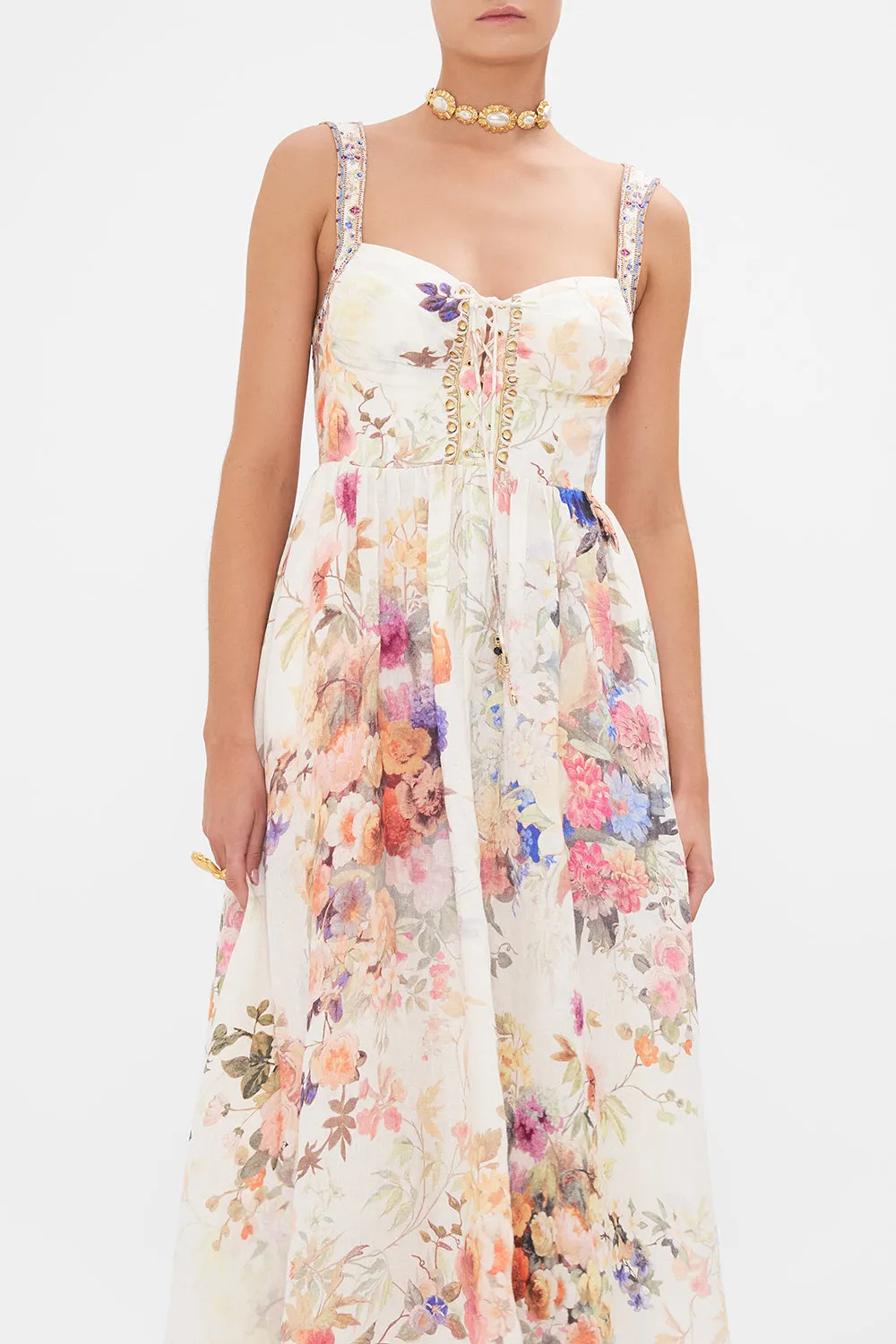 EYELET BUSTIER DRESS FRIENDS WITH FRESCOS