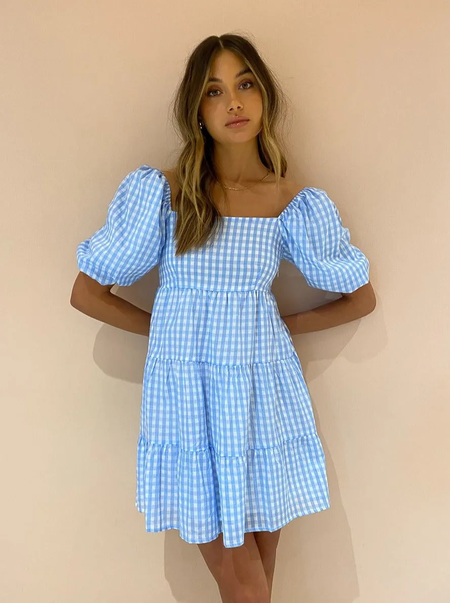Faithfull the Brand Leilani Mini Dress in Cornflower Check