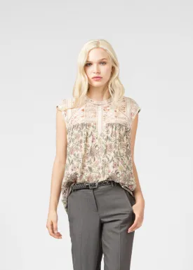 Floral Sleeveless Lace Blouse