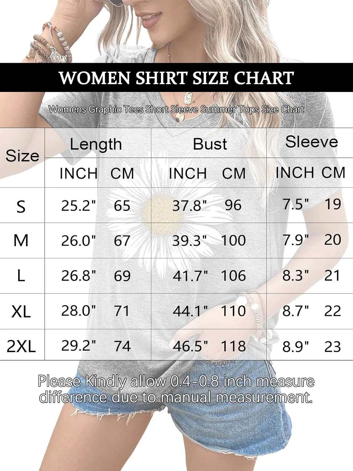 Flower Kindly Shirt for Women Funny Wildflower Plant T-Shirt Bohemian Summer Vacation V Neck Tops