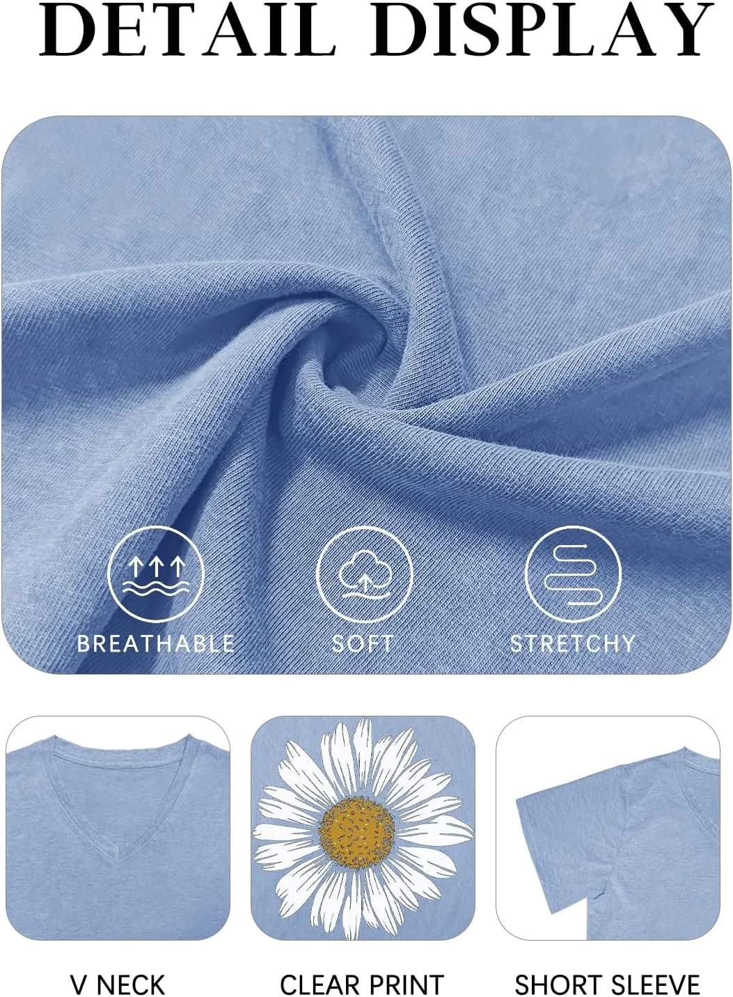 Flower Kindly Shirt for Women Funny Wildflower Plant T-Shirt Bohemian Summer Vacation V Neck Tops